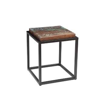 Asam Solid Reclaimed Wood Top End Table Brown - Timbergirl