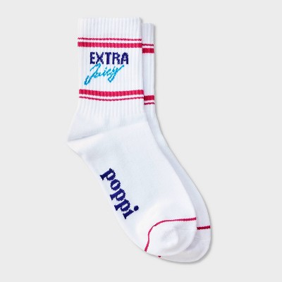 Adult Poppi Extra Juicy Graphic Crew Socks - White