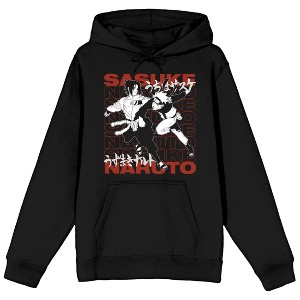 Naruto Shippuden Naruto & Sasuke Kanji Women's Black Hooded Sweatshirt - 1 of 2