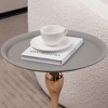 Small Metal Round End Table with Mermaid Tail Pedestal and Tray-Style Top for Living Room - 3 of 4