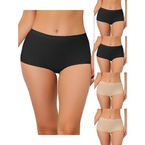 Allegra K Women's Unlined Invisible Mid-Rise Stretch 5 Packs Solid Boy Shorts - 1 of 4