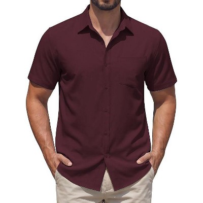 men red dress shirt Hisdern Men's Paisley Splicing For Office Wear 3XL %26nbsp%3BPRODUCT%20FEATURES%3A%0D%0A%0D%0A%0D%0AI%20am%20made%20with%2055%25%20Cotton%20and%2045%25%20Polyester%0D%0ASlim%20Collar%20for%20a%20modern%20style%0D%0ACurve%20hem%20so%20the%20shirt%20will%20look%20great%20tucked%20or%20un Men's Big and Tall Long