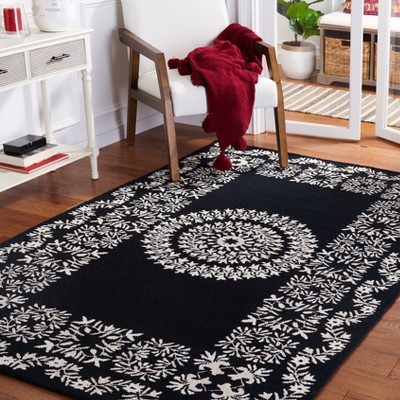 Empire Black and Ivory Hand-Tufted Wool Area Rug