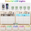 55 Inch Tall Wooden Bedroom Dressers with Power Outlet and Led Lights, Large Modern 8 Drawers Dressers for Living Room, Hallway - 3 of 4