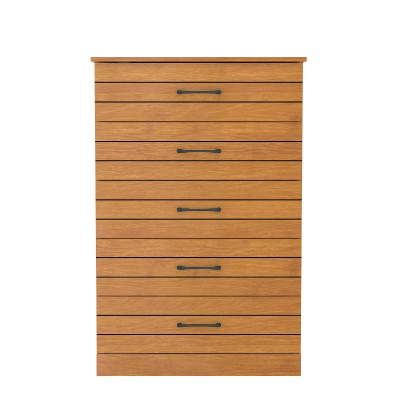 Galano Elis 5 Drawers 31.5 in. Wide Chest of Drawer in Ivory with Knotty Oak, Amber Walnut, 3 of 13