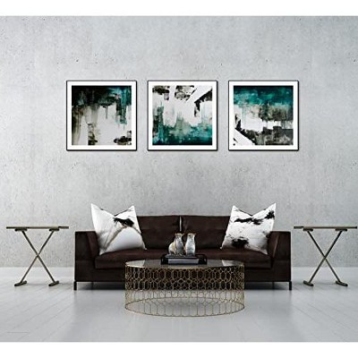 Whiteline Modern Living Maia 3-Piece 28"x28" (each) Canvas Wall Art, Black PS Frame