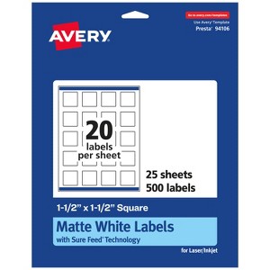 Avery Matte White Square Labels, 1.5" x 1.5" - 1 of 4