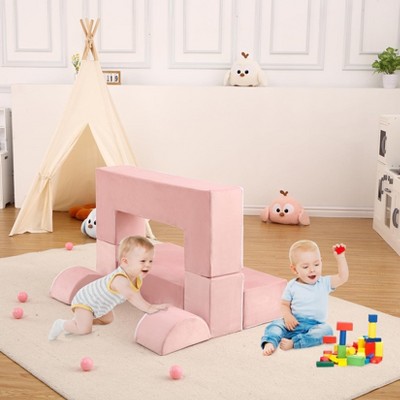 6-Piece Modular Kids Play Couch, Convertible Toddler Foam Sofa with Removable Cover for Bedroom & Playroom