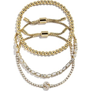 3-Piece Gold Plated Initial Bead Bracelet Set, Personalized Trendy Jewelry Gift for Women - 1 of 4