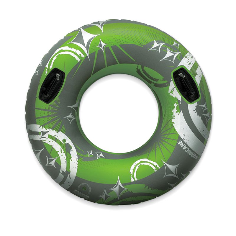 Swim Central 50" Inflatable 1-Person Swimming Pool Hurricane Sport Inner Tube - Green/Gray, 2 of 3
