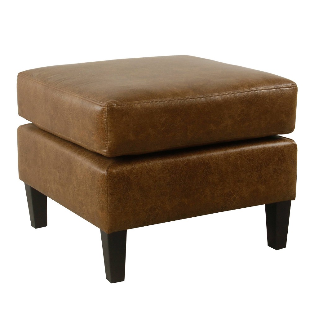 Brooklyn Large Pillowtop Ottoman Faux Leather Light Brown - HomePop was $189.99 now $142.49 (25.0% off)