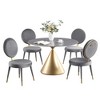 Round Dining Table Set Faux Marble Table and Upholstered Chairs Set for Kitchen Bistro Restaurant-Morden Fort - 2 of 4