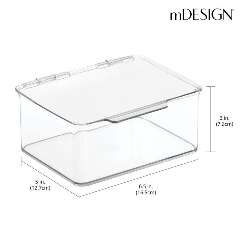 mDesign Plastic Bathroom Storage Organizer Bin Box with Hinge Lid, 4 of 9
