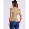 INSPIRE CHIC Women's Square Neck Solid Color Puff Short Sleeve Lace Up Gothic Blouse - 3 of 4
