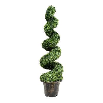 Costway 4FT Artificial Boxwood Spiral Tree Faux Tree W/Realistic Leaves Indoor Outdoor
