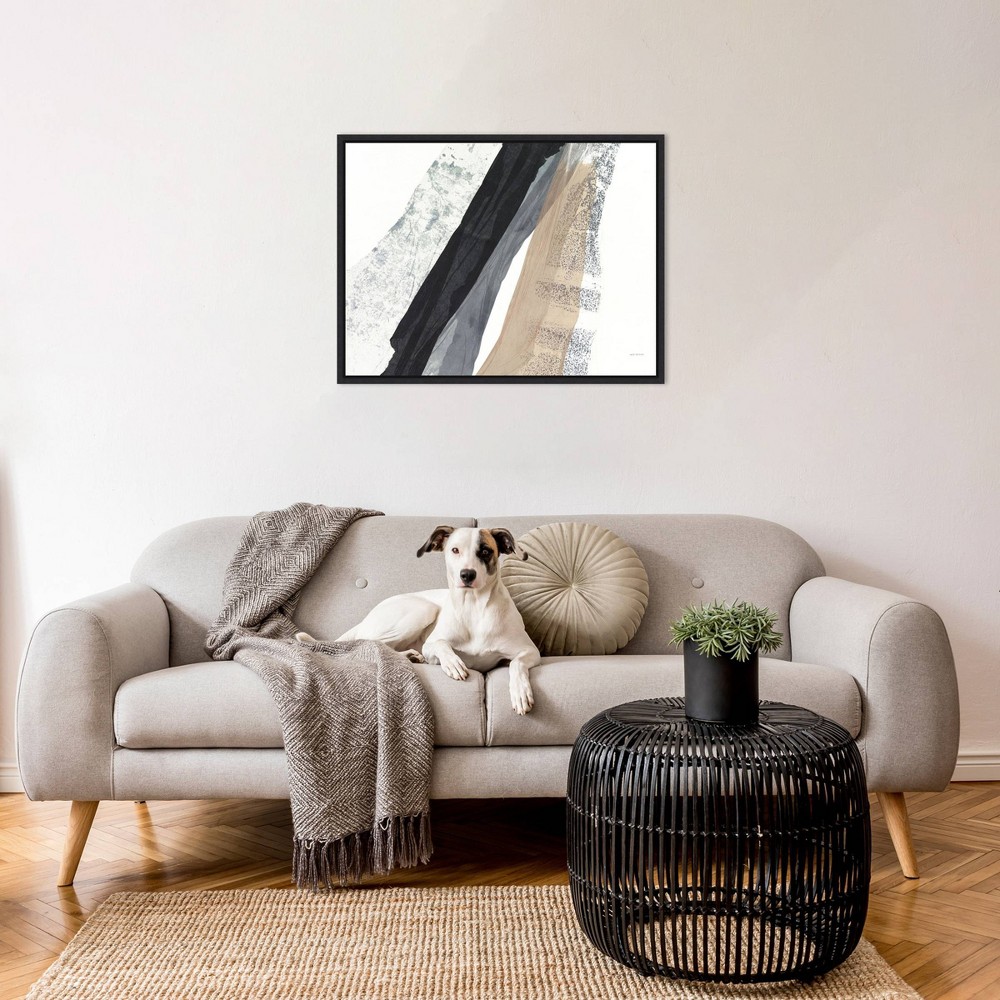 Photos - Other Decoration Amanti Art 30"x23" Sidelines I by Jan Sullivan Fowler: Modern Abstract Lithograph, Black Frame
