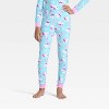 Girls' 2pc Hello Kitty Holiday Snuggly Soft Pajama Set - Aqua Blue - 4 of 4