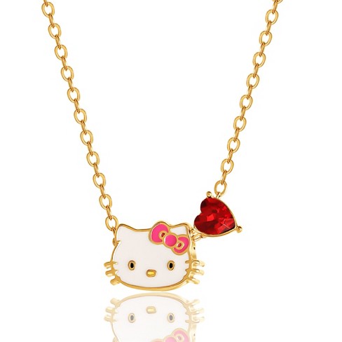 Hello Kitty Sanrio Womens Necklace 18 - Flash-Plated Necklace with Pendant  Official License