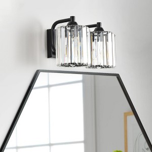PAKOKULA Modern 12.6 in. 2 Light Black Bathroom Vanity Light with Crystal Glass Shade - 1 of 4