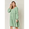 I am a Fashion junky Double Take Full Size V-Neck Balloon Sleeve Tiered Dress with Pockets - 2 of 4