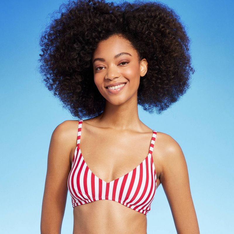Women's Striped Hidden Underwire Bikini Top - Shade & Shore™ Red/White, 4 of 7