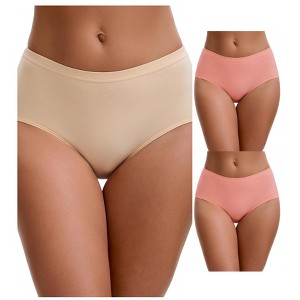 INSPIRE CHIC  3 Packs for Women's Mid-Waisted Loose Elastic Waistband Full Coverage Briefs - 1 of 4