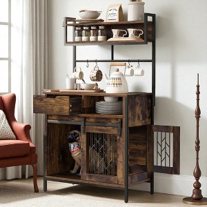 2 IN 1 Sideboard Cabinet with Hutch Storage, MDF and Steel Buffet Console with Sliding Doors, Drawers, Shelves, and Charging Station - 1 of 4