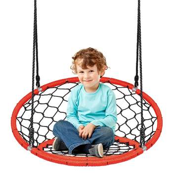 Costway Spider Web Chair Swing w/ Adjustable Hanging Ropes Kids Play Equipment BlueOrange