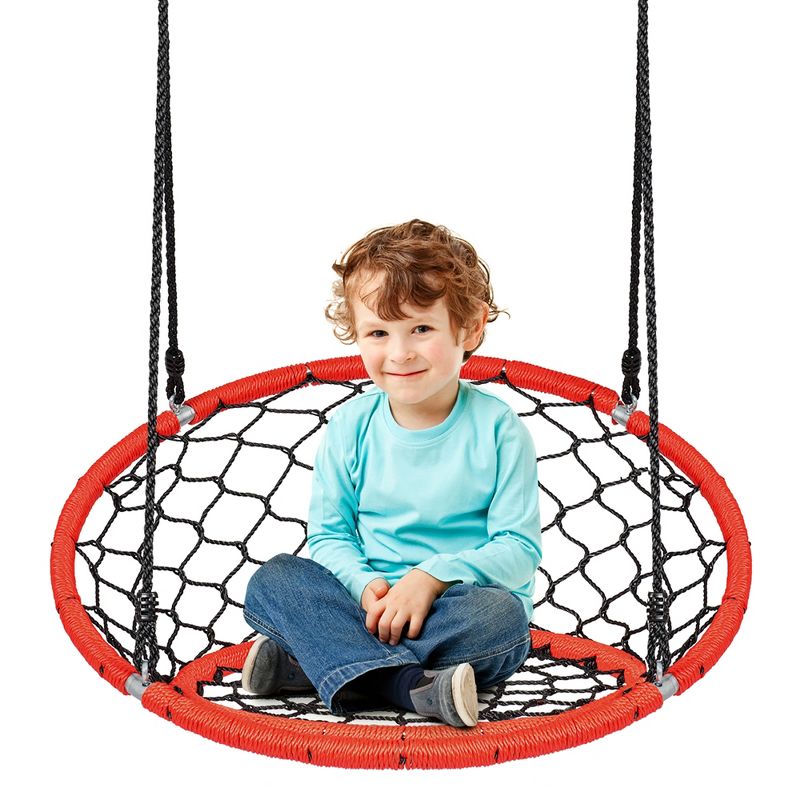 Costway Spider Web Chair Swing w/ Adjustable Hanging Ropes Kids Play Equipment BlueOrange, 1 of 10