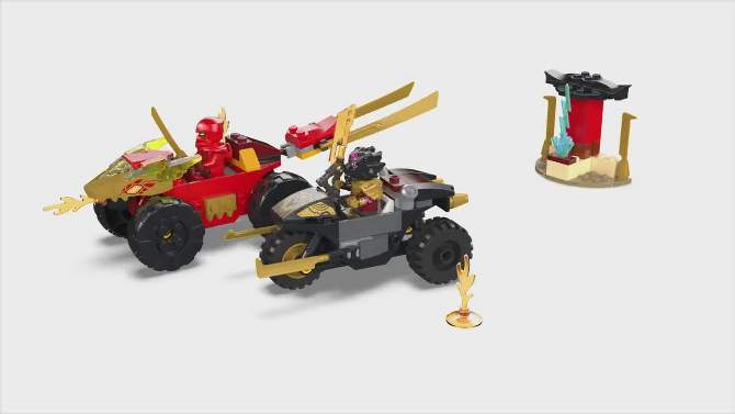 LEGO NINJAGO Kai and Ras&#39;s Car and Bike Battle Toddler Building Toy 71789, 2 of 9, play video