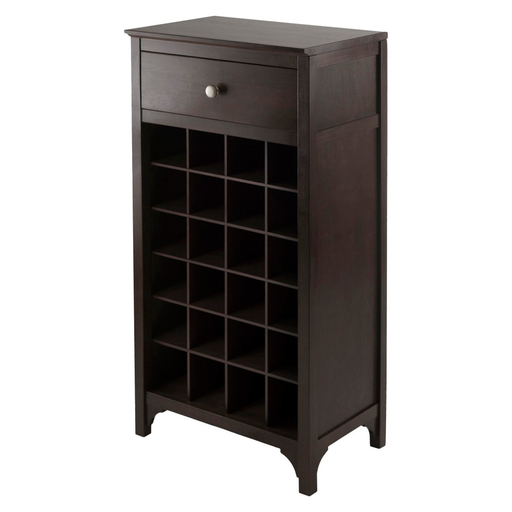 Photos - Display Cabinet / Bookcase Ancona 24 Bottles Drawer Wine Cabinet Wood/Coffee - Winsome