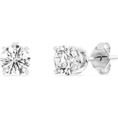 Gilded Lab-Grown Diamond 10KT White Gold & Yellow Gold Stud Earrings for Women, Round Cut, 1/5, 1/4, 1/3, 3/8, 1/2, 3/4, 1 Carat Total Weight