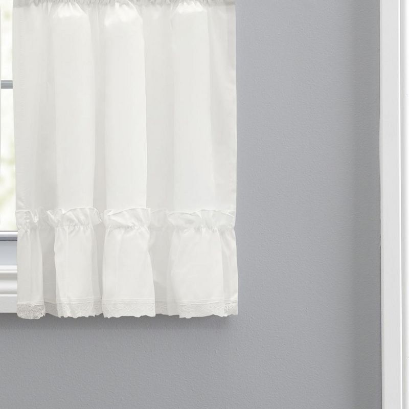 Ellis Curtain Madelyn Ruflled Victorian 1.5" Rod Pocket Window Curtain Tiers Natural, 3 of 5