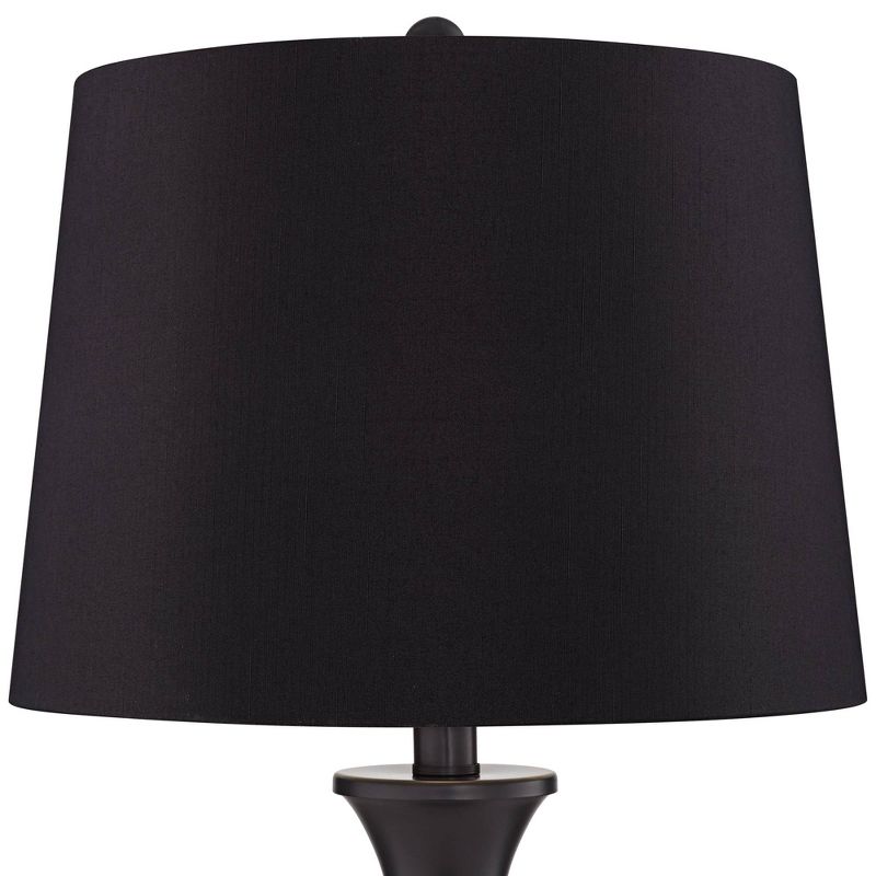Regency Hill Traditional Table Lamps 25" High Set of 2 with USB Port Bronze Metal LED Touch On Off Black Faux Silk Drum Shade for Bedroom Living Room, 2 of 7