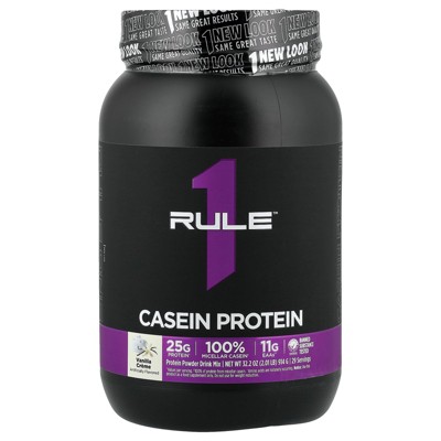Rule One Proteins R1 Casein, Protein Powder Drink Mix, Vanilla Creme, 2.01 lbs (913.5 g)