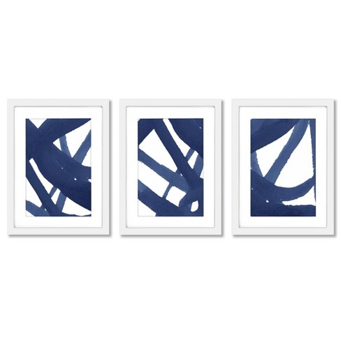 (set Of 3) Blue Expressions By Teresa Marie Magdalene White Matted ...