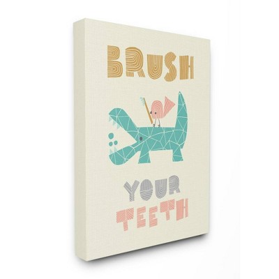 24"x1.5"x30" Brush Your Teeth Mod Crocodile Oversized Stretched Canvas Wall Art - Stupell Industries