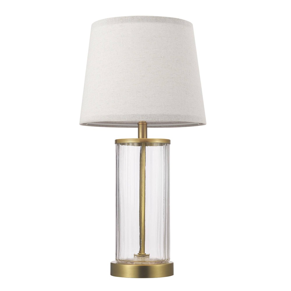 Photos - Floodlight / Street Light Globe Electric 20" Fillable Ribbed Glass Table Lamp with Matte Brass Accen