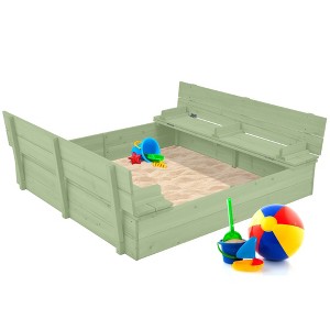 Best Choice Products Large Outdoor Wooden Sandbox for Kids with