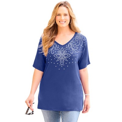 Catherines Women's Plus Size Embellished Dolman Tunic