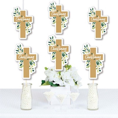 Big Dot of Happiness Christening Elegant Cross - Decorations DIY Religious Party Essentials - Set of 20