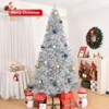 6 FT Artificial Christmas Tree, Unlit Hinged Christmas Pine Tree with 800 Branch Tips and Sturdy Metal Stand, Silver - 3 of 4
