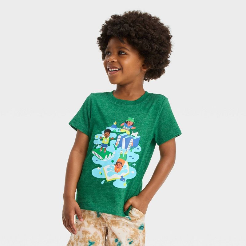 Toddler Boys&#39; Short Sleeve Dive Into Books Graphic T-Shirt - Cat &#38; Jack&#8482; Green, 1 of 5