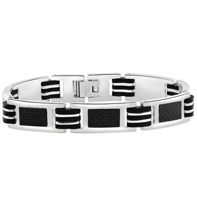 Pompeii3 Men's Steel Brushed Black Two Tone 11.5mm Link Flexible 8.5 " Bracelet