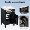 20-Inch White Bathroom Vanity with Sink, Solid Wood Legs, Adjustable Shelf, Modern Freestanding Cabinet - 3 of 4