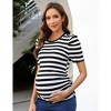 Maternity Tops Women's Casual Floral Printed Puff Short Sleeve Ruched Side Tunic Blouses Shirts Pregnancy Clothes - 2 of 4