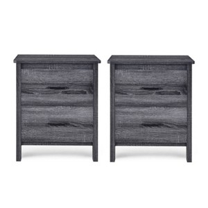 Set of 2 Olimont Contemporary 2 Drawer Nightstands Sonoma Gray Oak - Christopher Knight Home: Bedside Storage Tables - 1 of 4