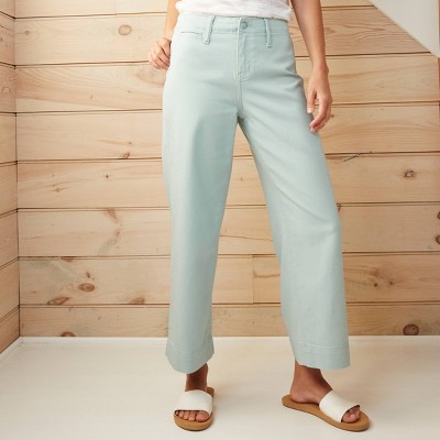 Women's High-Rise Wide Leg Cropped Pants - A New Day™ Aqua 18