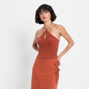 Women's Halter Sweater Bodysuit - Future Collective - 1 of 3