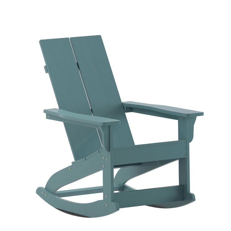 Emma and Oliver Modern All-Weather Poly Resin Adirondack Rocking Chair for Indoor/Outdoor Use, 1 of 12